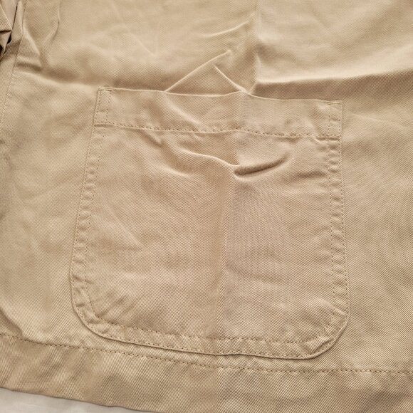 Appleseeds Tencel Beige Blazer Jacket Iridescent Buttons Patch Pockets Collar - Picture 6 of 13